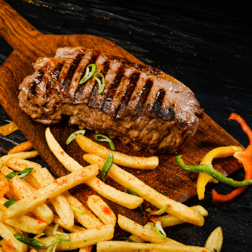 Bife de chorizo con guarnición