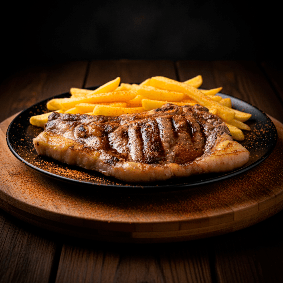Bife angosto con guarnición