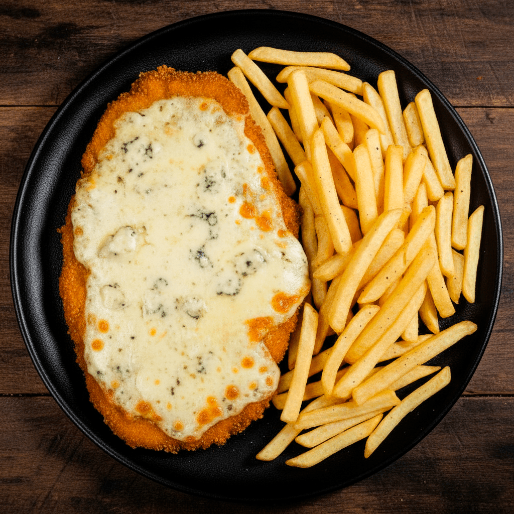 Suprema 4 quesos con guarnición