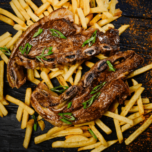 Asado banderita con guarnición