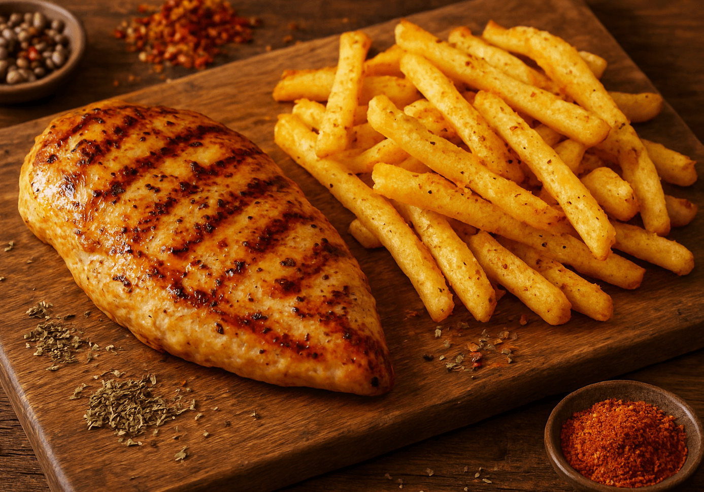 Pechuga grille con guarnición